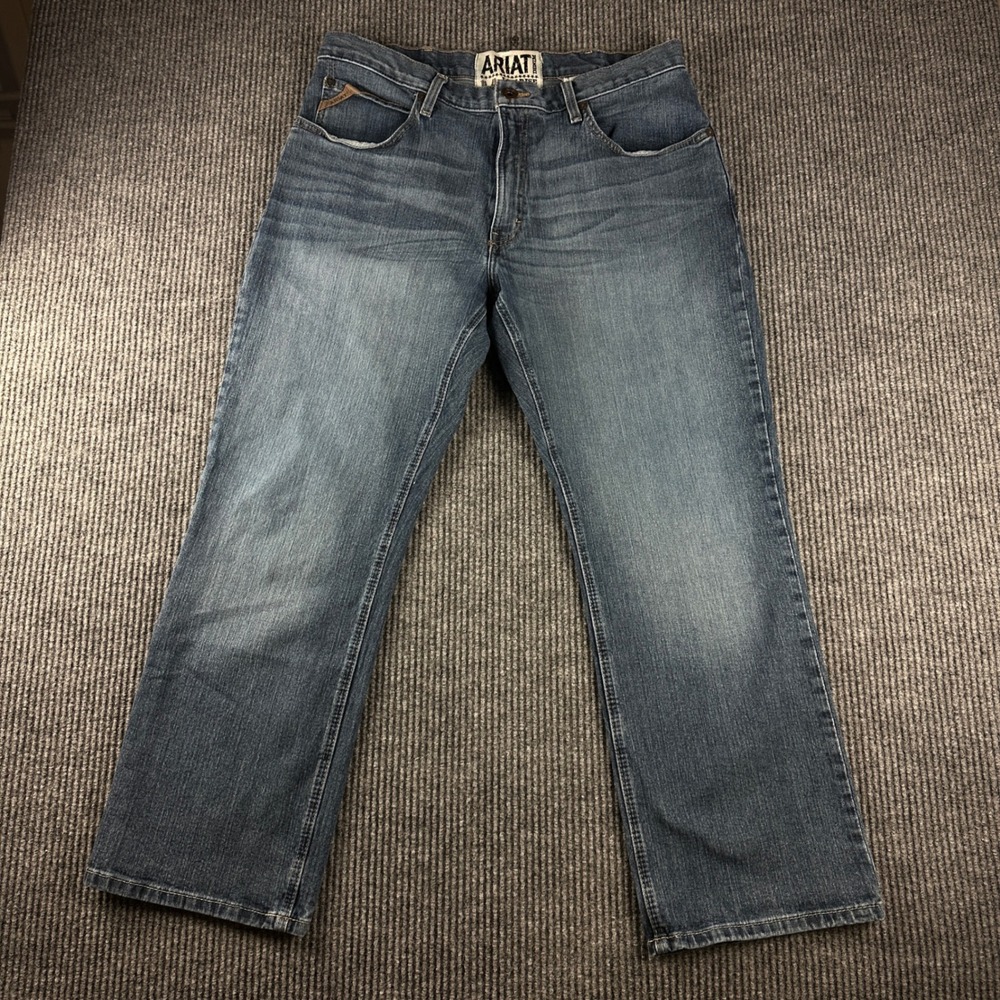 Ariat M4 Low Rise Boot Cut Jeans Mens 36x29 Blue Denim Medium Wash Western